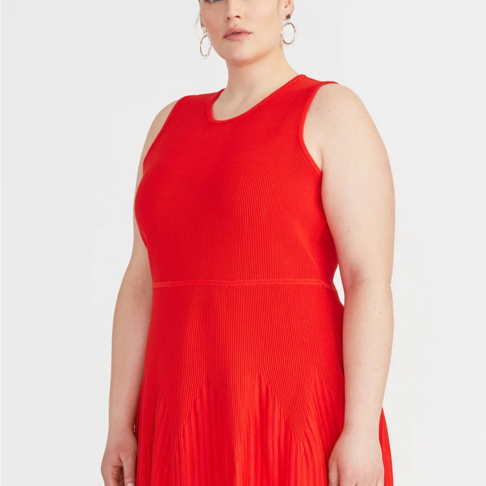 Rachel Roy Dress Lilianna Knit Red Sleeveless Pull On Holiday Plus Size Dress